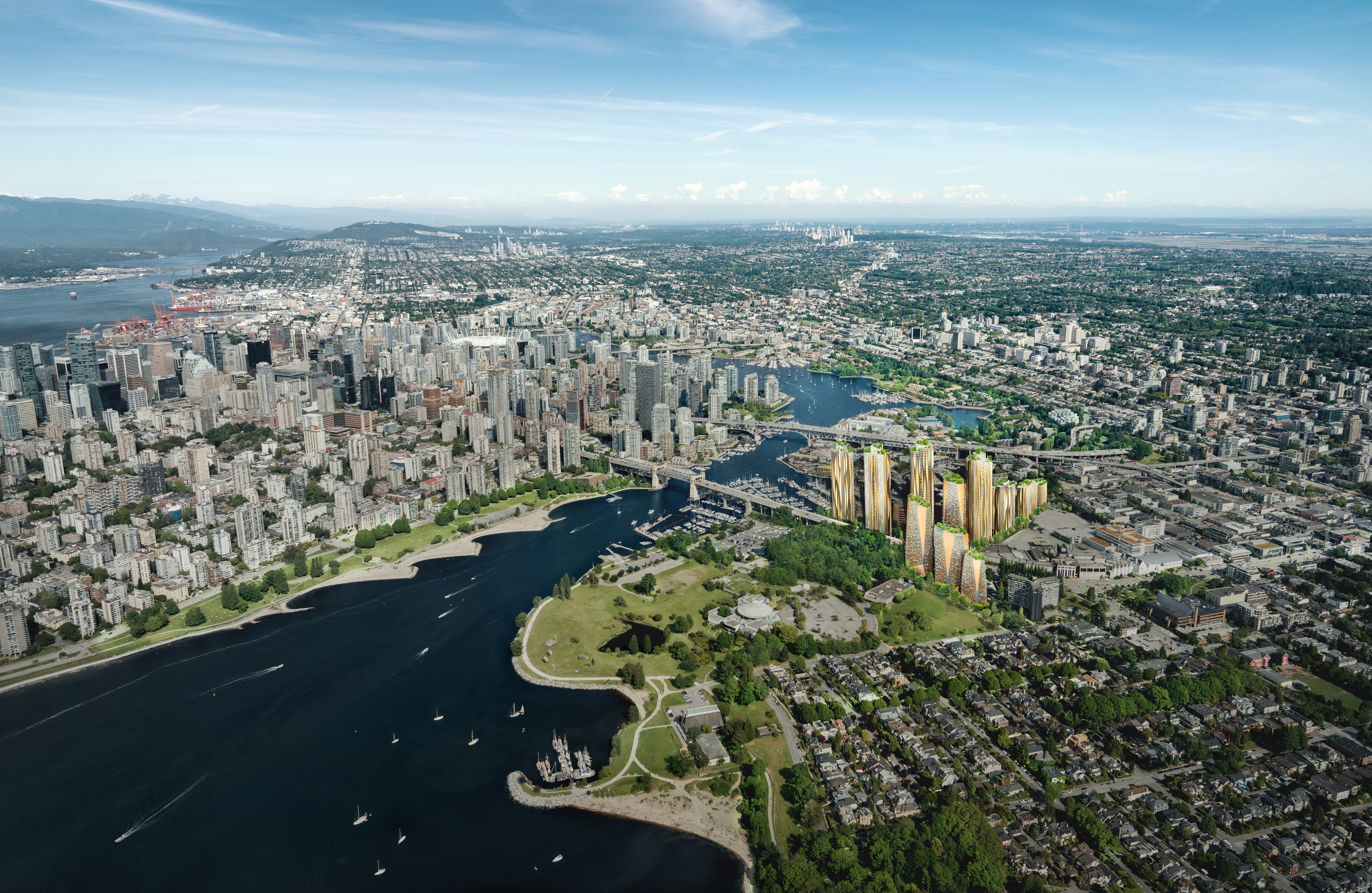 Aerial View Northeast of False Creek and Downtown Vancouver